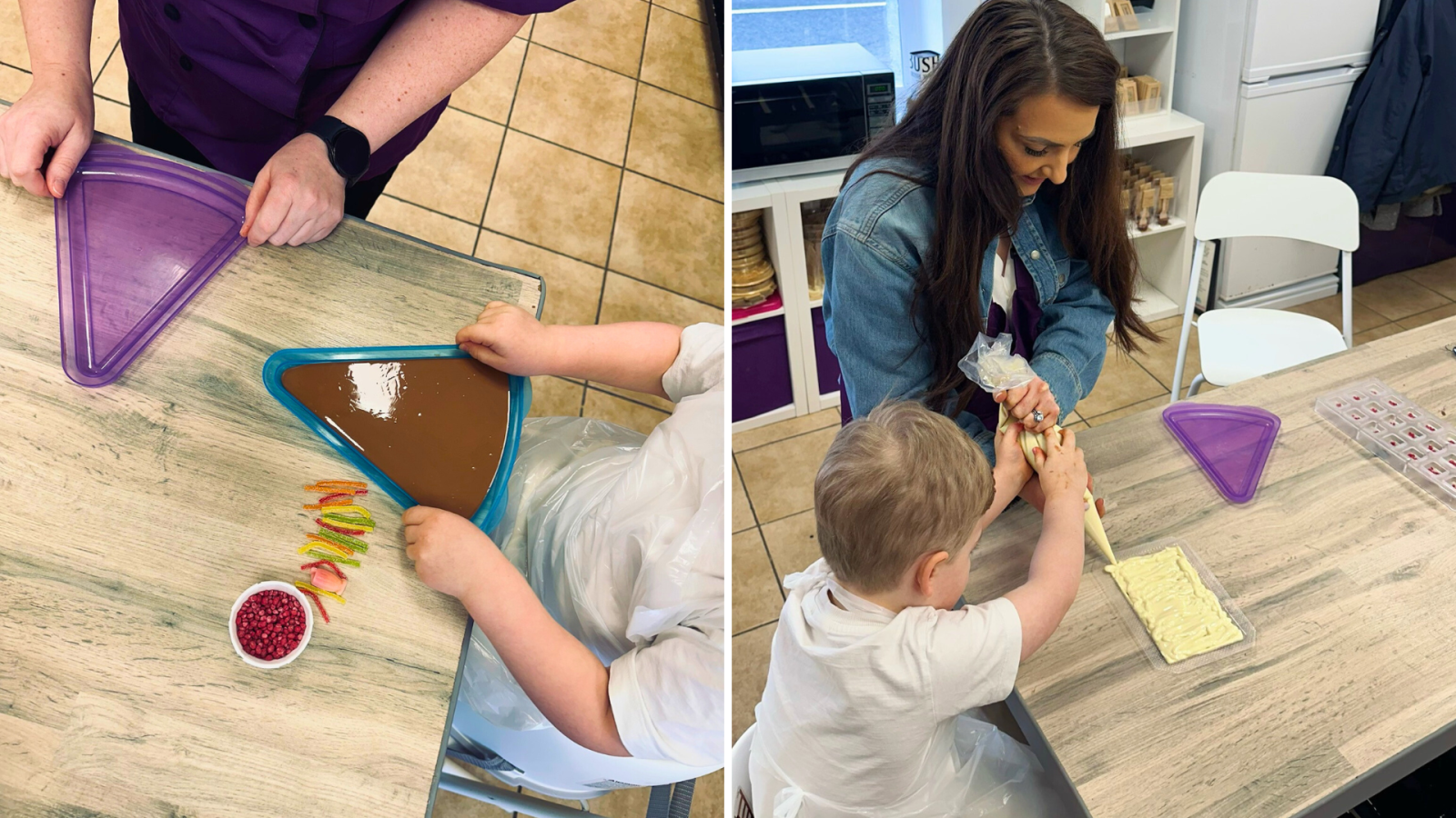 Belle Azzure and family at the chocolate manor, making a chocolate bar